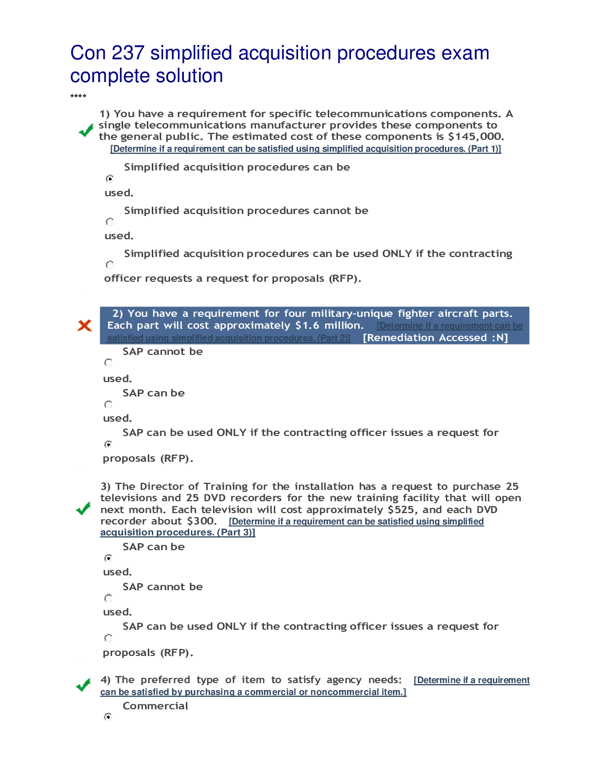 Preview of Con 237 simplified acquisition procedures exam complete solutionOCRlatest 2022